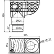 Kép 2/3 - ALCA univerzális esővíz elvezető 300×155/125/110 mm, függőleges, fekete