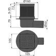 Kép 2/3 - ALCA padlóösszefolyó 105×105/50 mm vízszintes, rozsdamentes rács fekete-matt, kombinált SMART bűzzár