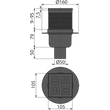 Kép 2/3 - ALCA padlóösszefolyó 105×105/50 mm függőleges, rozsdamentes rács fekete-matt, kombinált SMART bűzzár