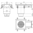 Kép 2/3 - ALCA ipari rozsdamentes végzáró rácsos lefolyó, 250×250-135, AISI 316L