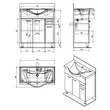 Kép 6/6 - AQUALINE Keramia Fresh mosdótartó szekrény, 74,5×74×34,5 cm, platina tölgy