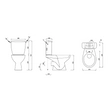 Kép 2/2 - AQUALINE Juan monoblokkos WC, hátsó kifolyású, króm duál gombos öblítőmechanika