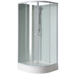 Kép 1/11 - AQUALINE Aigo íves zuhanybox, 90×90×206 cm, fehér profil, transzparent üveg
