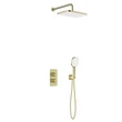 Kép 1/2 - KFA ARMATURA Malaga termosztátos süllyesztett zuhanyrendszer szett, szálcsiszolt light gold