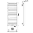 Kép 6/6 - BRUCKNER Grunt fürdőszobai radiátor, középső bekötés, 500×1330 mm, fehér