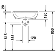 Kép 3/4 - DURAVIT D-Code félig bepíthető mosdó, 55×44 cm