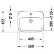 Kép 2/3 - DURAVIT DuraStyle beépíthető mosdó, 56×45,5 cm