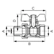 Kép 2/3 - FERRO F-Comfort golyóscsap pillangókarral 3/4" KB hollandi PN20