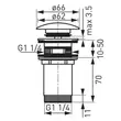 Kép 2/3 - FERRO G5/4 Rotondo lefolyószelep Click-Clack túlfolyós mosdóhoz