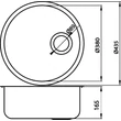 Kép 3/3 - FERRO kerek egymedencés mosogató 43 cm, sima