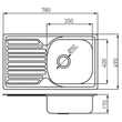 Kép 2/3 - FERRO egymedencés csepptálcás mosogató 49×78 cm, sima
