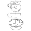 Kép 2/3 - FERRO Mezzo II gránit mosogató 1-medencés, átmérő 51