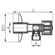 Kép 2/2 - FERRO sarokcsap takarórozettával és fém kezelőkarral 1/2"×3/4"