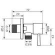 Kép 2/2 - FERRO Rotondo sarokcsap, fekete 1/2"×3/8"