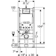 Kép 3/4 - GEBERIT DuofixBasic fali WC-szerelőelem, 112 cm, Delta 12 cm-es falsík alatti öblítőtartállyal