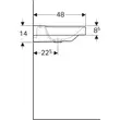 Kép 4/5 - GEBERIT Xeno2 mosdó pakolófelülettel, 90 cm, csapfurat középen, lerakófelület jobb oldalon