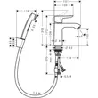 Kép 2/3 - HANSGROHE Metris Bidette 1jet kézizuhany/ Metris egykaros mosdócsaptelep szett 1,60 m