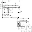 Kép 2/4 - HANSGROHE Metris egykaros mosdócsaptelep falsík alatti szereléshez, 225 mm-es kifolyóval, fali szereléshez