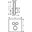 Kép 4/5 - HANSGROHE ShowerSelect Glass termosztát falsík alatti szereléshez, 2 fogyasztóhoz, fekete/króm