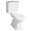 Kép 1/3 - KERASAN Retro kombi WC, alsó kifolyású, tartállyal, öblítőmechanikával, ülőke nélkül, fehér/bronz