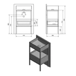 Kép 5/5 - SAPHO Skara mosdótartó szekrény fiókkal, matt fekete kerettel, 47,5×36,5 cm, Collingwood tölgy
