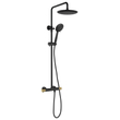 Kép 1/5 - SAPHO Solaris termosztátos zuhanyoszlop zuhanyszettel, fejzuhannyal, matt fekete/arany