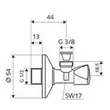 Kép 2/2 - SCHELL Sanland szabályozható sarokszelep szűrősapkával 1/2"-3/8"