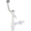 Kép 1/2 - Mosogató búraszifon 6/4", egymedencés, túlfolyóval, leeresztőszeleppel, mosógép csatlakozóval, Ø40 mm-es elfolyással