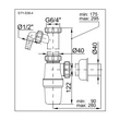 Kép 2/2 - Mosogató búraszifon 6/4", egymedencés, leeresztőszelep nélkül, mosógép csatlakozóval, Ø40 mm-es elfolyással