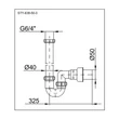 Kép 2/2 - Csőszifon 6/4", egymedencés, leeresztőszelep nélkül, Ø50 mm-es elfolyással