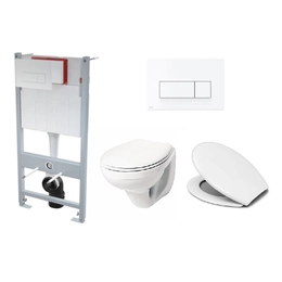 WC szett - falba sülyesztett WC tartály nyomólappal, WC csészével, ülőkével
