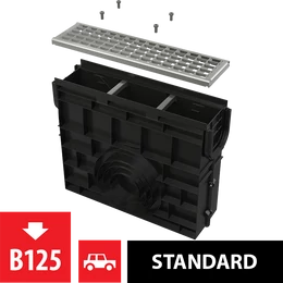 ALCA kültéri lefolyó AVZ102 műanyag peremmel és horganyzott ráccsal B125 ALCA kültéri lefolyó AVZ102 műanyag peremmel és horganyzott ráccsal B125