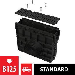 ALCA kültéri lefolyó AVZ104 műanyag peremmel és kompozit ráccsal B125