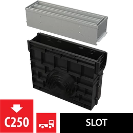 ALCA szimmetrikus kültéri réslefolyó revíziós résszel 100 mm, horganyzott acélból ALCA szimmetrikus kültéri réslefolyó revíziós résszel 100 mm, horganyzott acélból