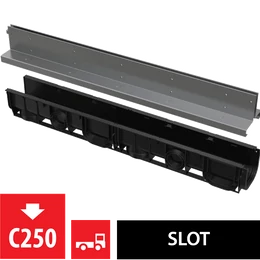 ALCA szimmetrikus kültéri résfolyóka 100 mm, rozsdamentes acélból