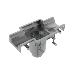 ALCA ipari rozsdamentes rácsos lefolyó folyamatos, 250×250-135, AISI 304