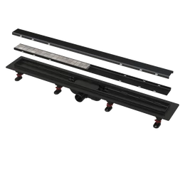 ALCA APZ19 Black Simple zuhanyfolyóka peremmel kétoldalú rácsokhoz, fekete-matt ALCA APZ19 Black Simple zuhanyfolyóka peremmel kétoldalú rácsokhoz, fekete-matt