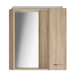 AQUALINE Zoja tükrösszekrény LED világítással, jobbos, 60×60×14 cm, platina tölgy
