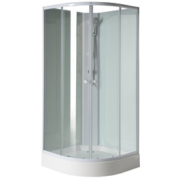 AQUALINE Aigo íves zuhanybox, 90×90×206 cm, fehér profil, transzparent üveg