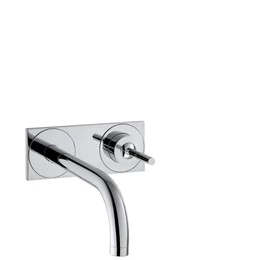 AXOR Uno egykaros fali mosdócsaptelep falsík alatti szereléshez, 165 mm-es kifolyóval és dekorlappal AXOR Uno egykaros fali mosdócsaptelep falsík alatti szereléshez, 165 mm-es kifolyóval és dekorlappal