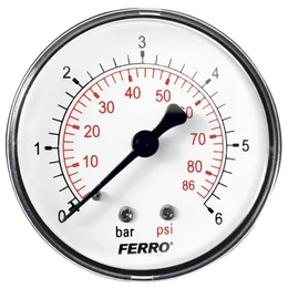 Manométer - hátsó csatlakozású, 63 mm, 6 bar Manométer - hátsó csatlakozású, 63 mm, 6 bar
