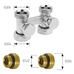 FERRO dupla szelep alsó csatlakozású radiátorokhoz, egyenes