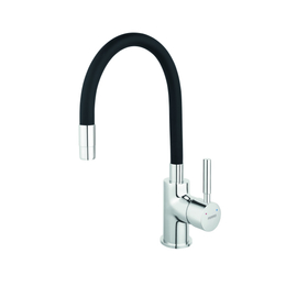 FERRO Zumba álló mosogató csaptelep nyílt rendszerű vízmelegítőhöz, flexibilis kifolyócsővel, fekete