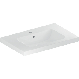 GEBERIT iCon Light mosdó pakolófelülettel, 90×48 cm, csapfurattal és túlfolyóval, fehér