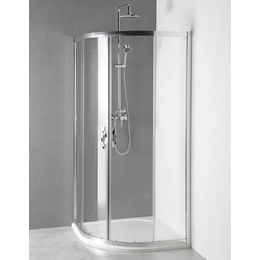 GELCO Sigma íves zuhanykabin, dupla eltolható ajtó, transzparent üveg, Tecmi zuhanytálcával