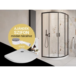 H2O Comfort Black A íves zuhanykabin + Nero A slim zuhanytálca