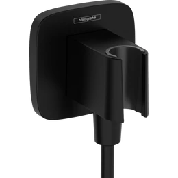 HANSGROHE FixFit Q fali tömlőcsatlakozás zuhanytartóval, kerekített sarkakkal, matt fekete