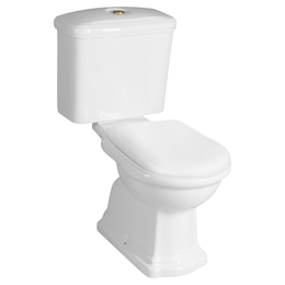 KERASAN Retro kombi WC, alsó kifolyású, tartállyal, öblítőmechanikával, ülőke nélkül, fehér/bronz