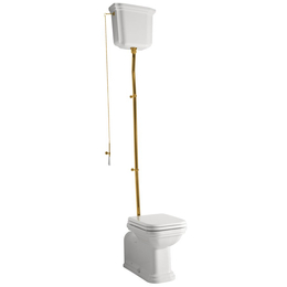 KERASAN Waldorf álló WC, alsó/hátsó kifolyású, tartállyal, öblítőmechanikával, ülőke nélkül, fehér/bronz