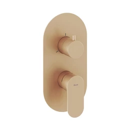 RAVAK Eleganta falba süllyesztett csaptelep, háromutas, R-boxhoz, szálcsiszolt rose gold RAVAK Eleganta falba süllyesztett csaptelep, háromutas, R-boxhoz, szálcsiszolt rose gold